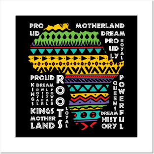 Africa Map Traditional Dashiki Pattern Art African Pride Posters and Art